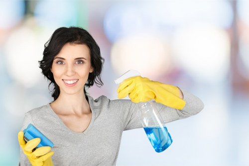 Professional cleaner working in a Hammersmith residential property